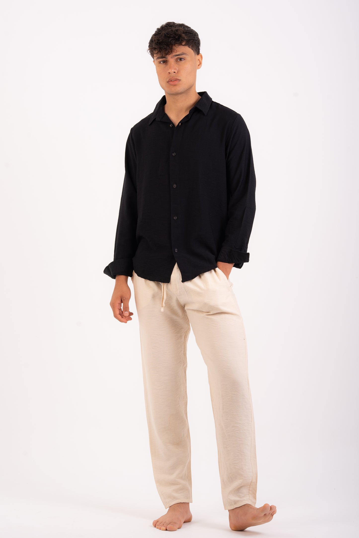 Black linen shirt