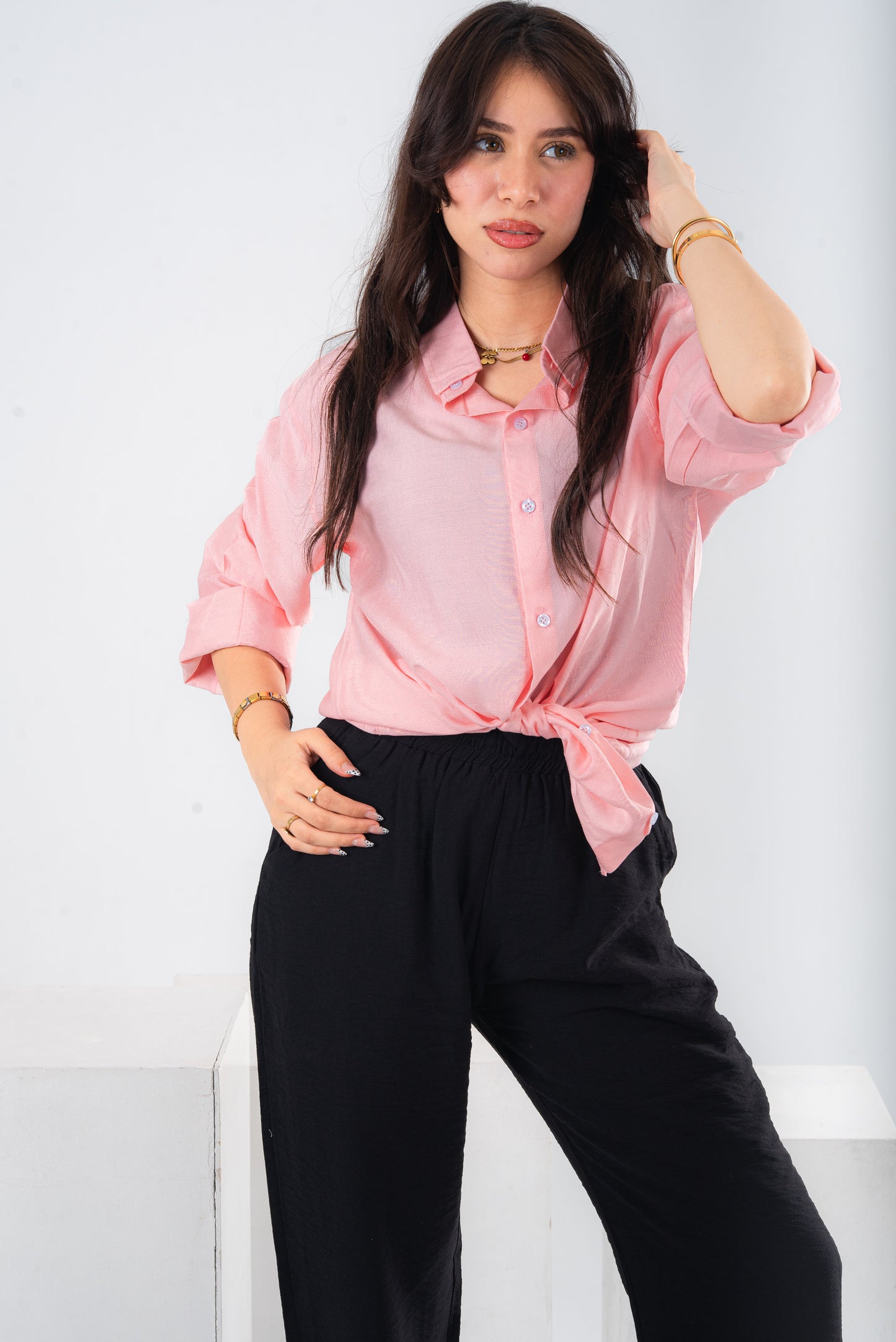 Pink linen shirt