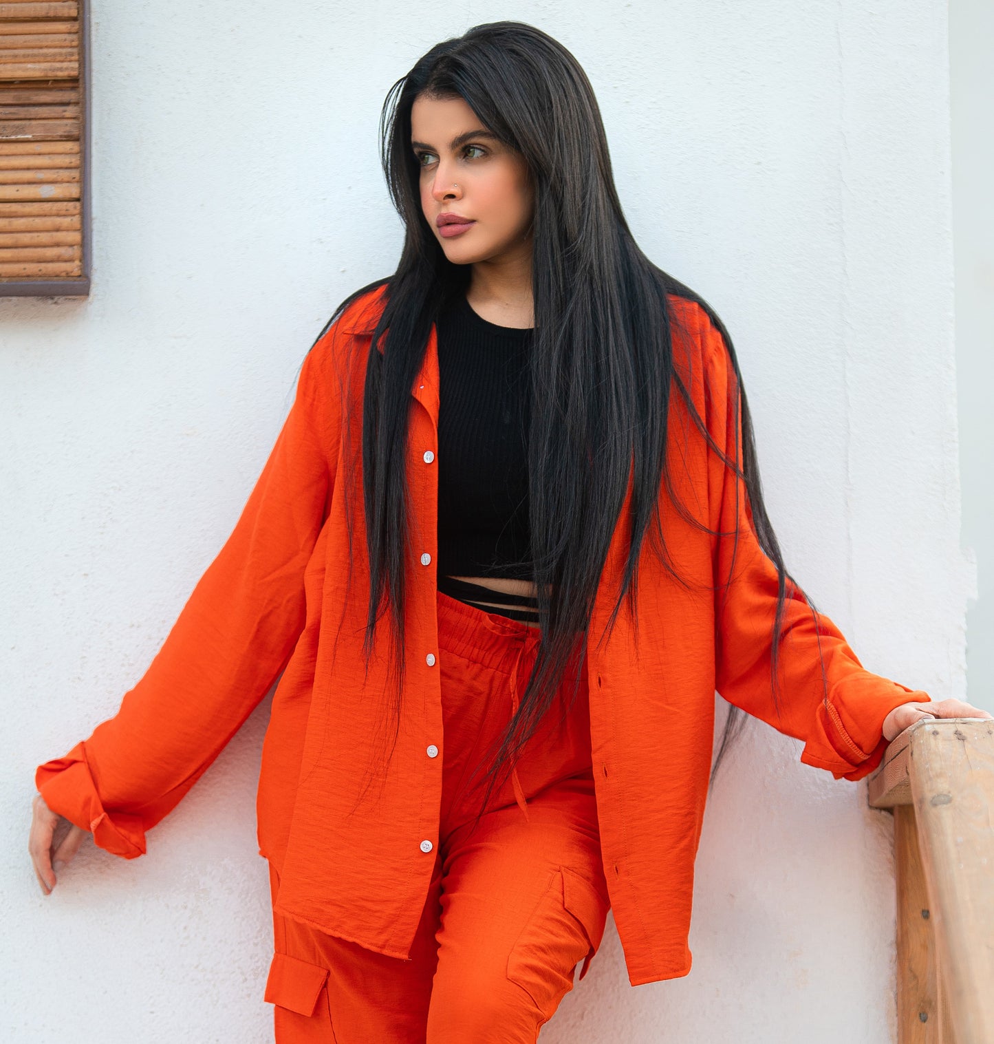 Orange linen shirt