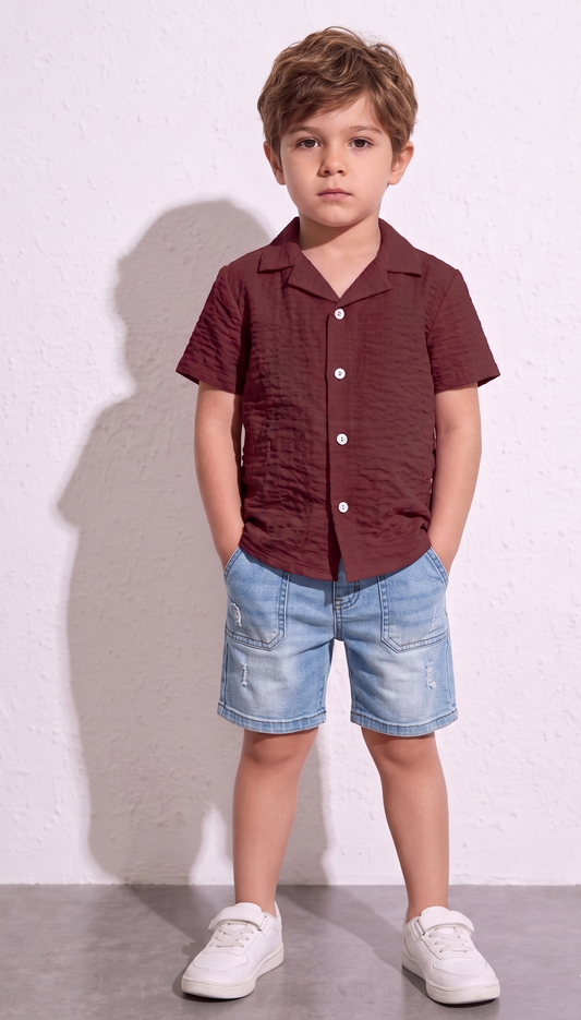 KIDS burgundy linen shirt