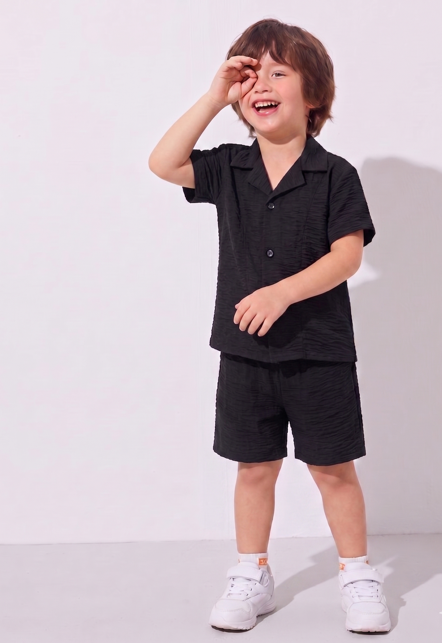 KIDS black linen shirt