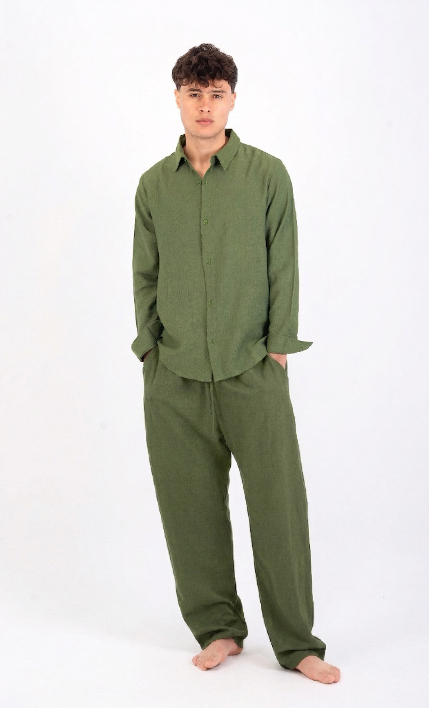 Over size Oily linen Pants