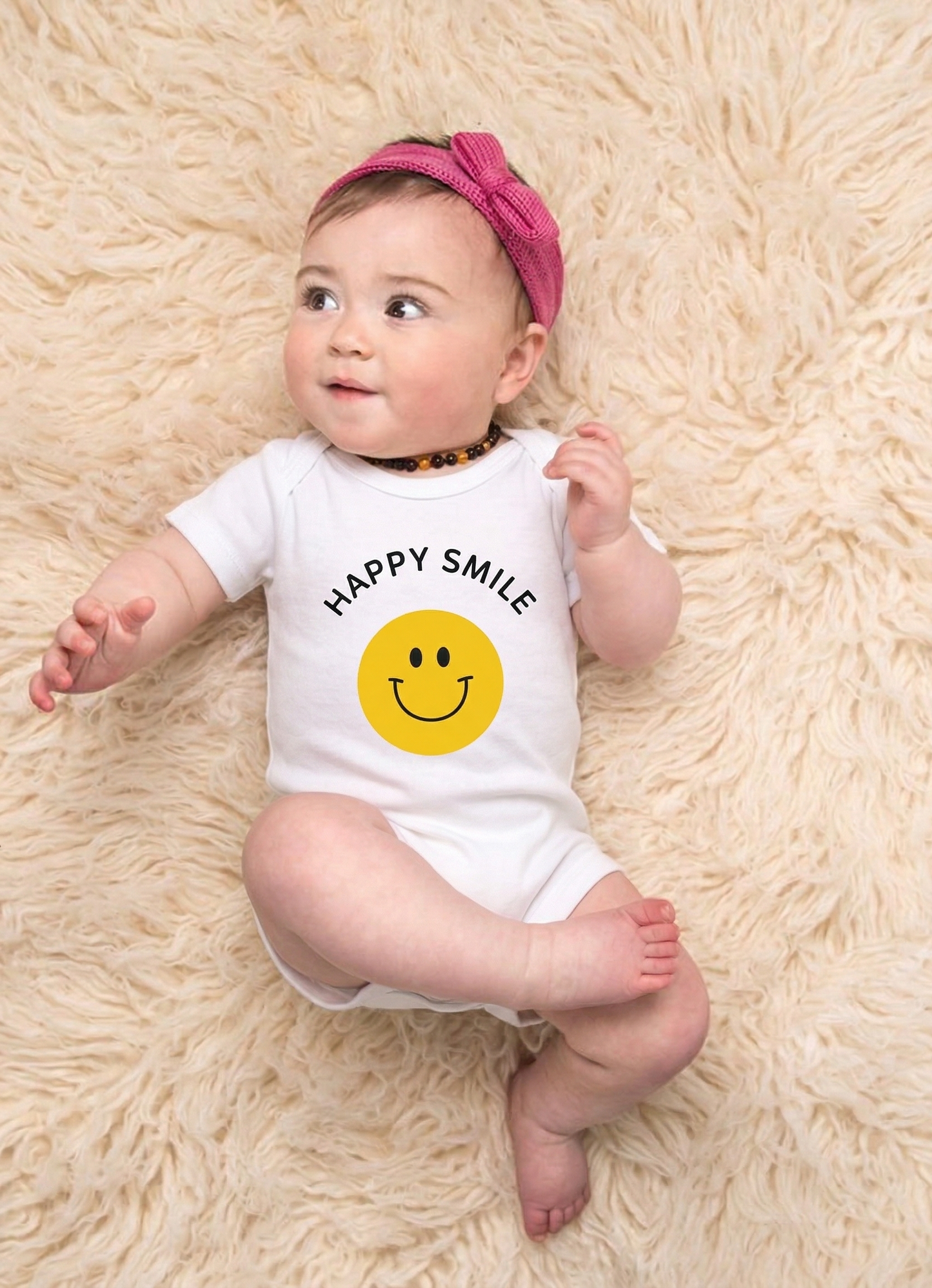Happy smile White baby romper short