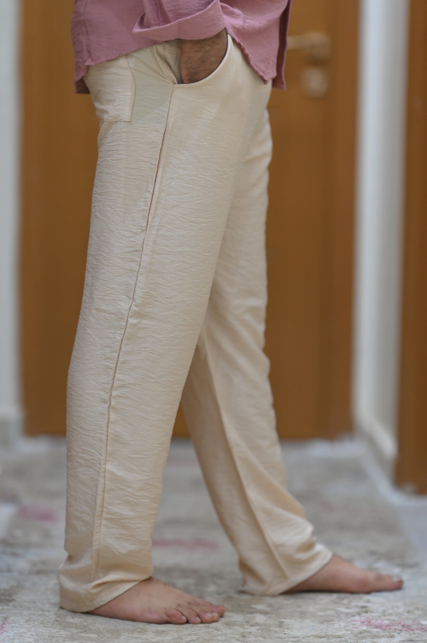 Over size Beige linen Pants