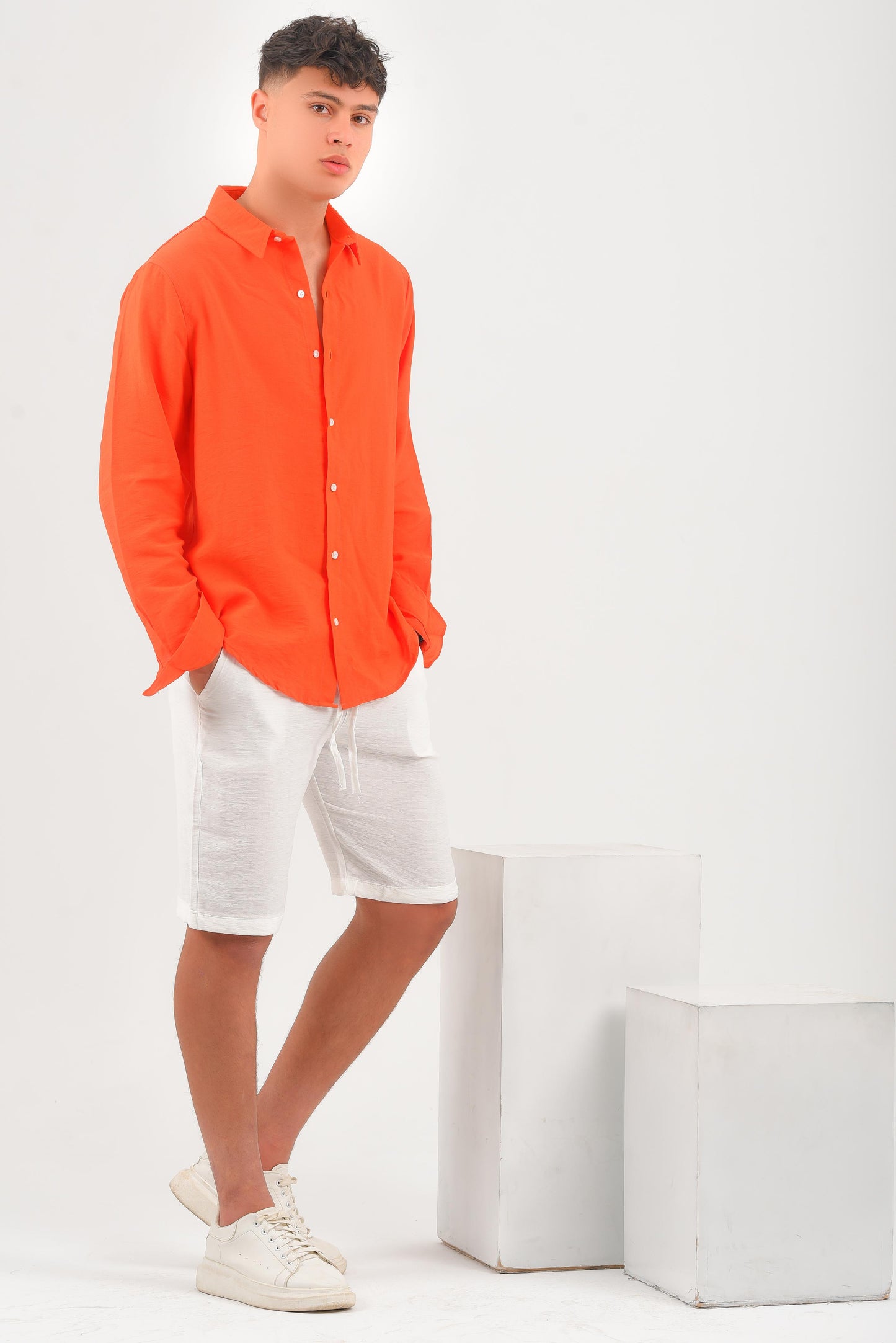 Orange linen shirt