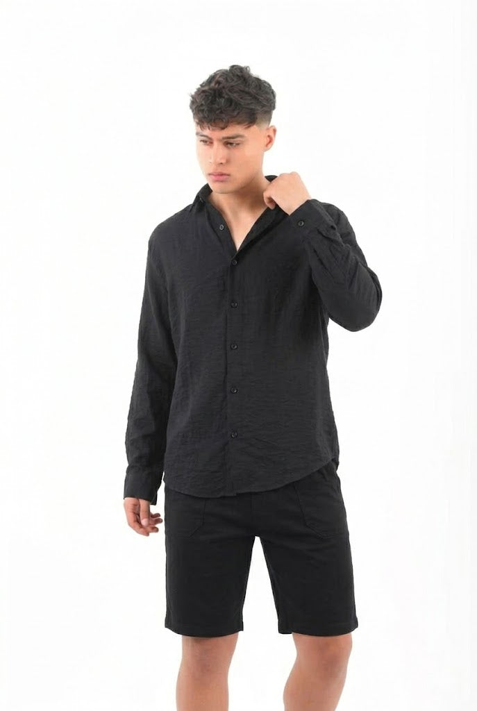 Black linen short