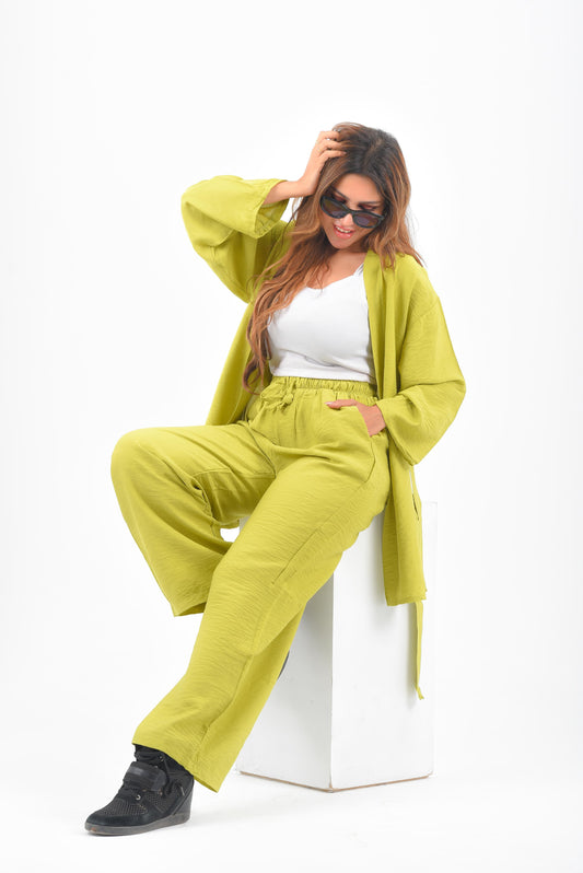 Green women linen suit