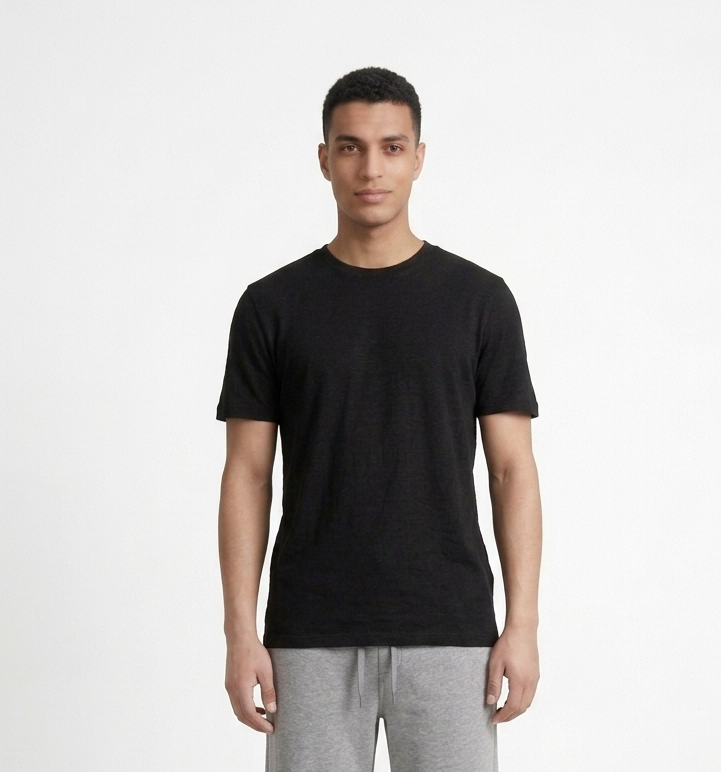 Black cotton basic Tee