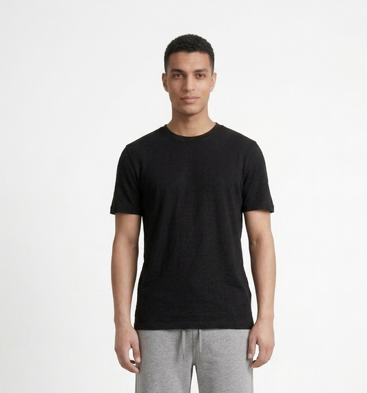 Black cotton basic Tee