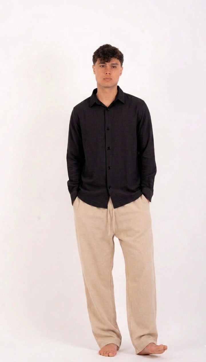 Over size Beige linen Pants