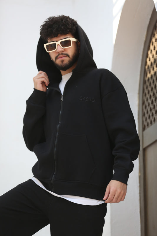 Black Zipper Hoodie