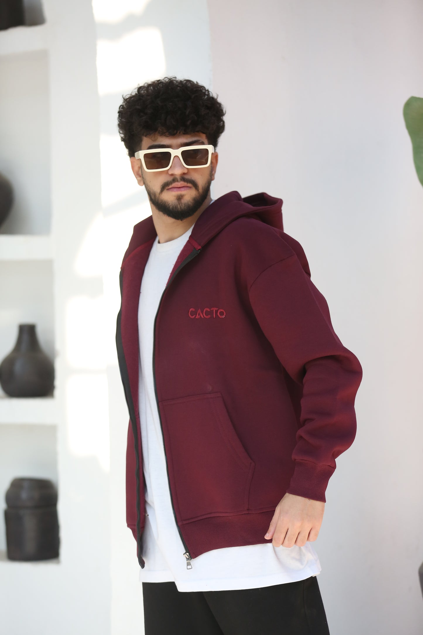 Burgundy Zipper Hoodie