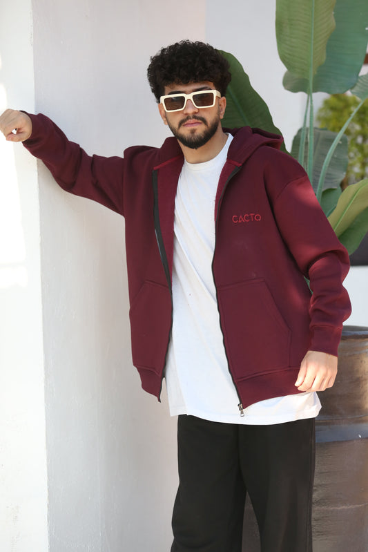 Burgundy Zipper Hoodie