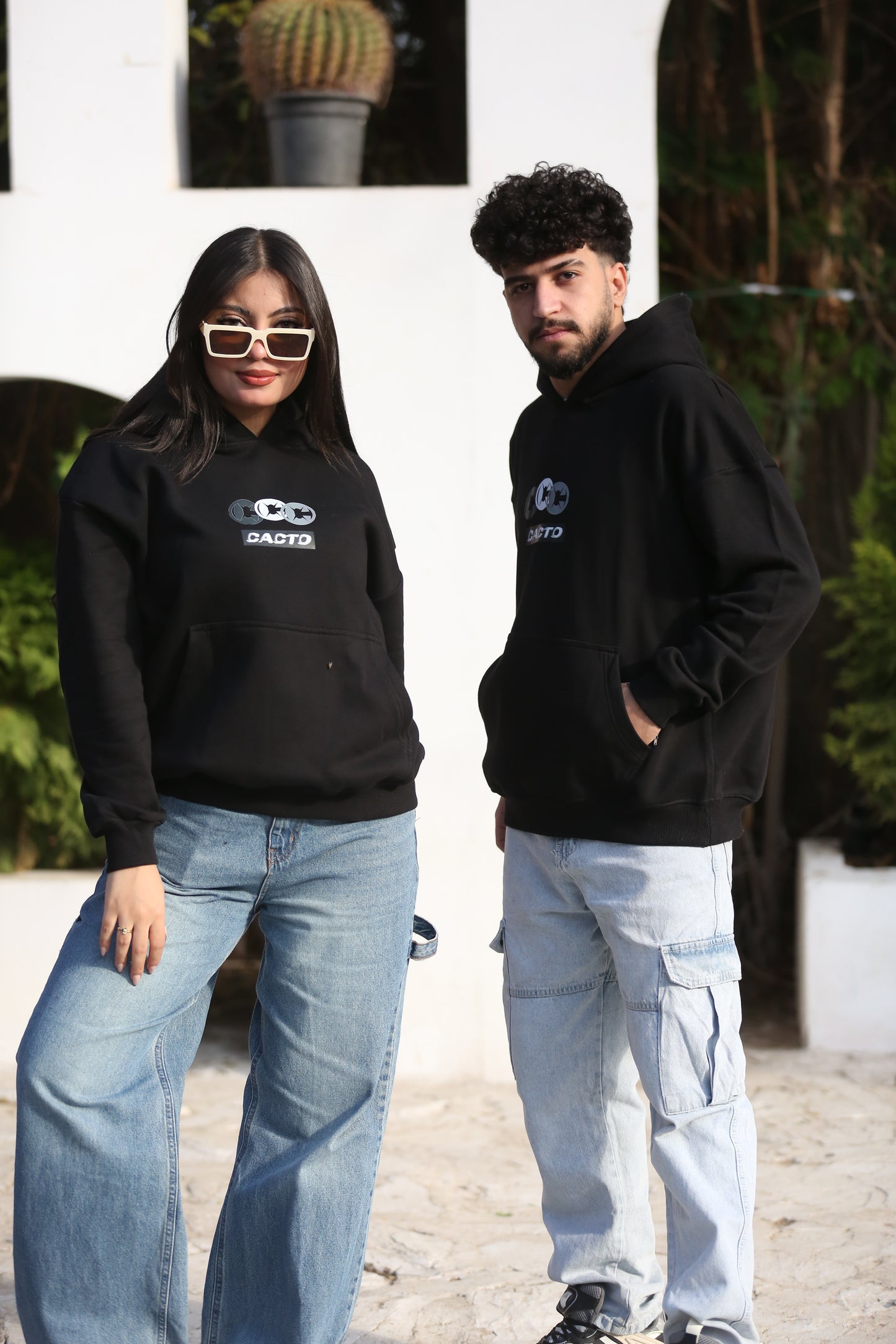 CACTO STORY  Black Printed Hoodie
