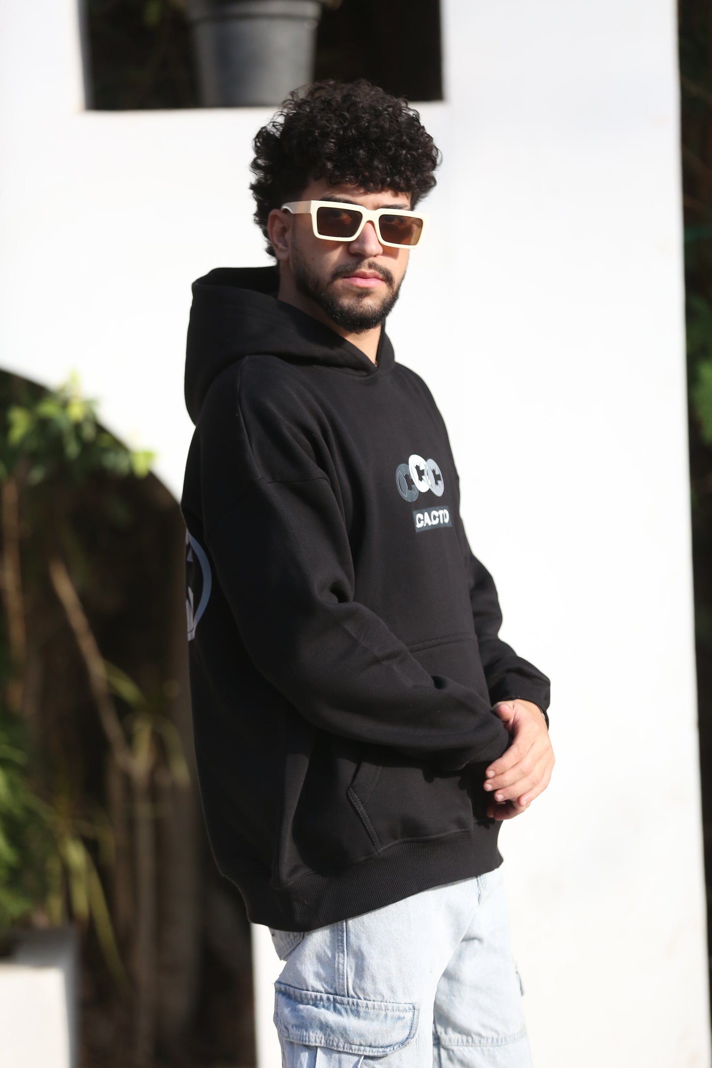 CACTO STORY  Black Printed Hoodie