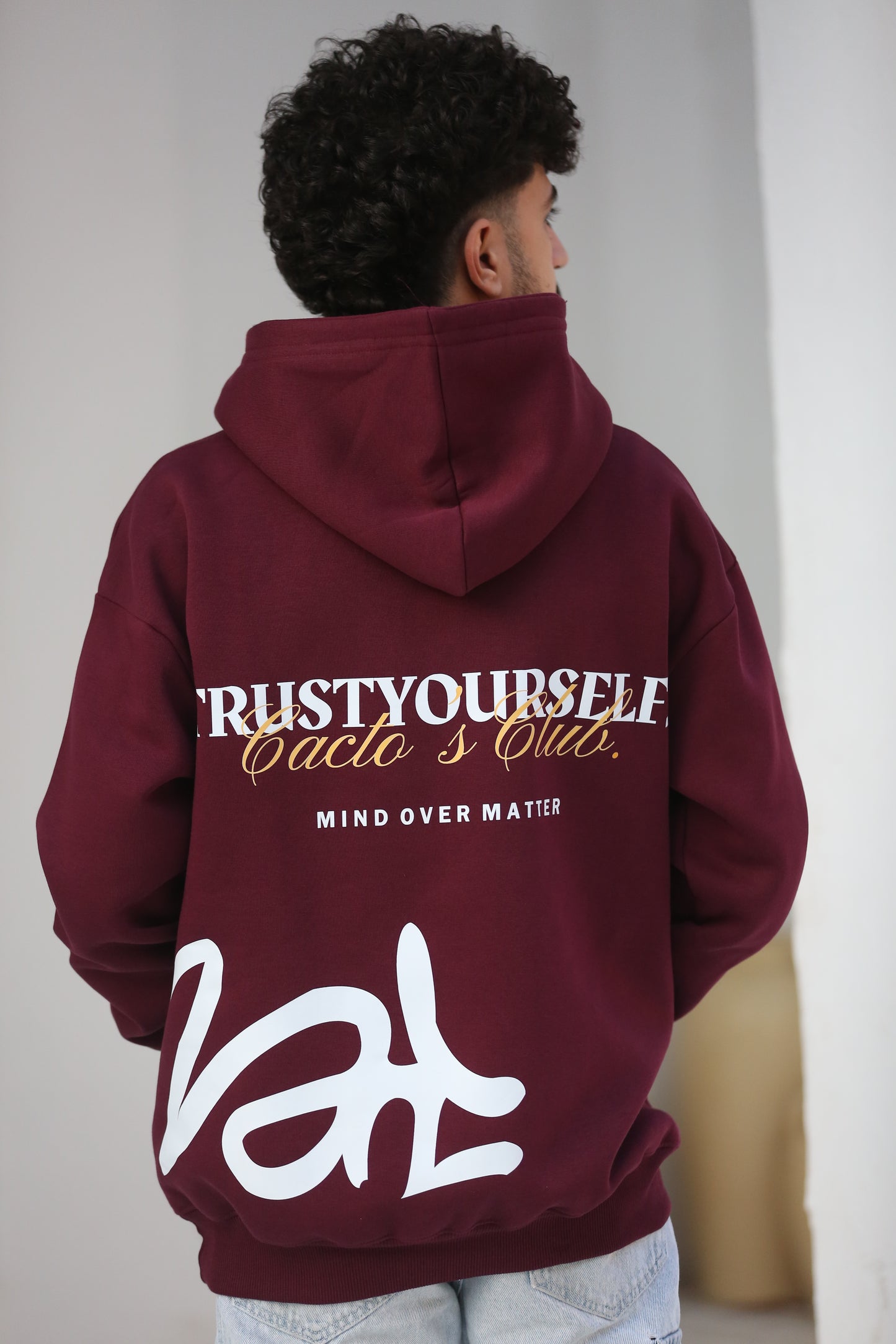 Burgundy Printed Hoodie