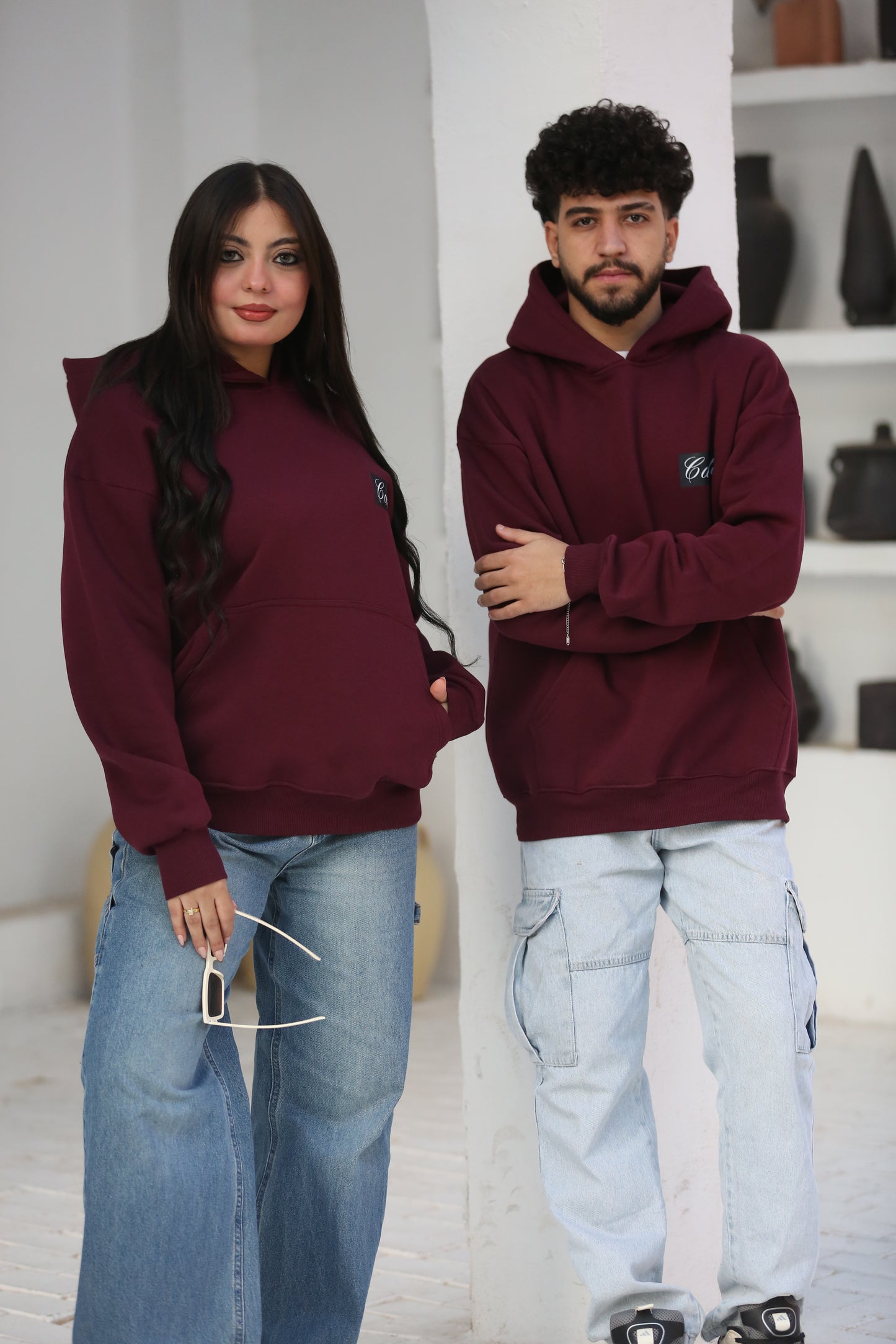 Burgundy Printed Hoodie