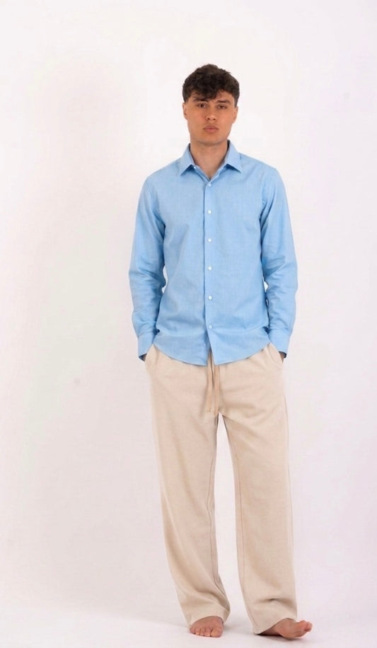 Over size Beige linen Pants