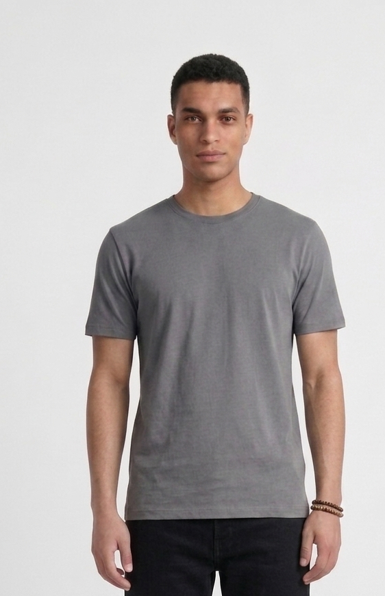 Grey cotton basic Tee