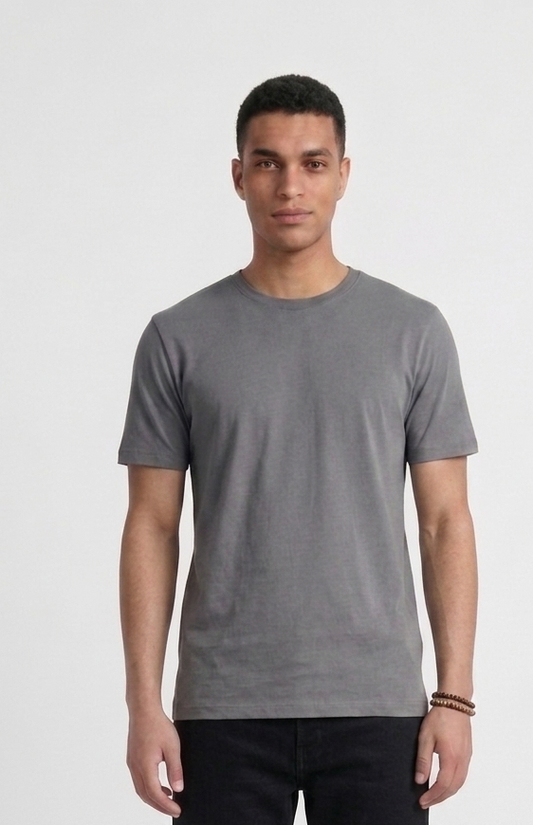 Grey cotton basic Tee
