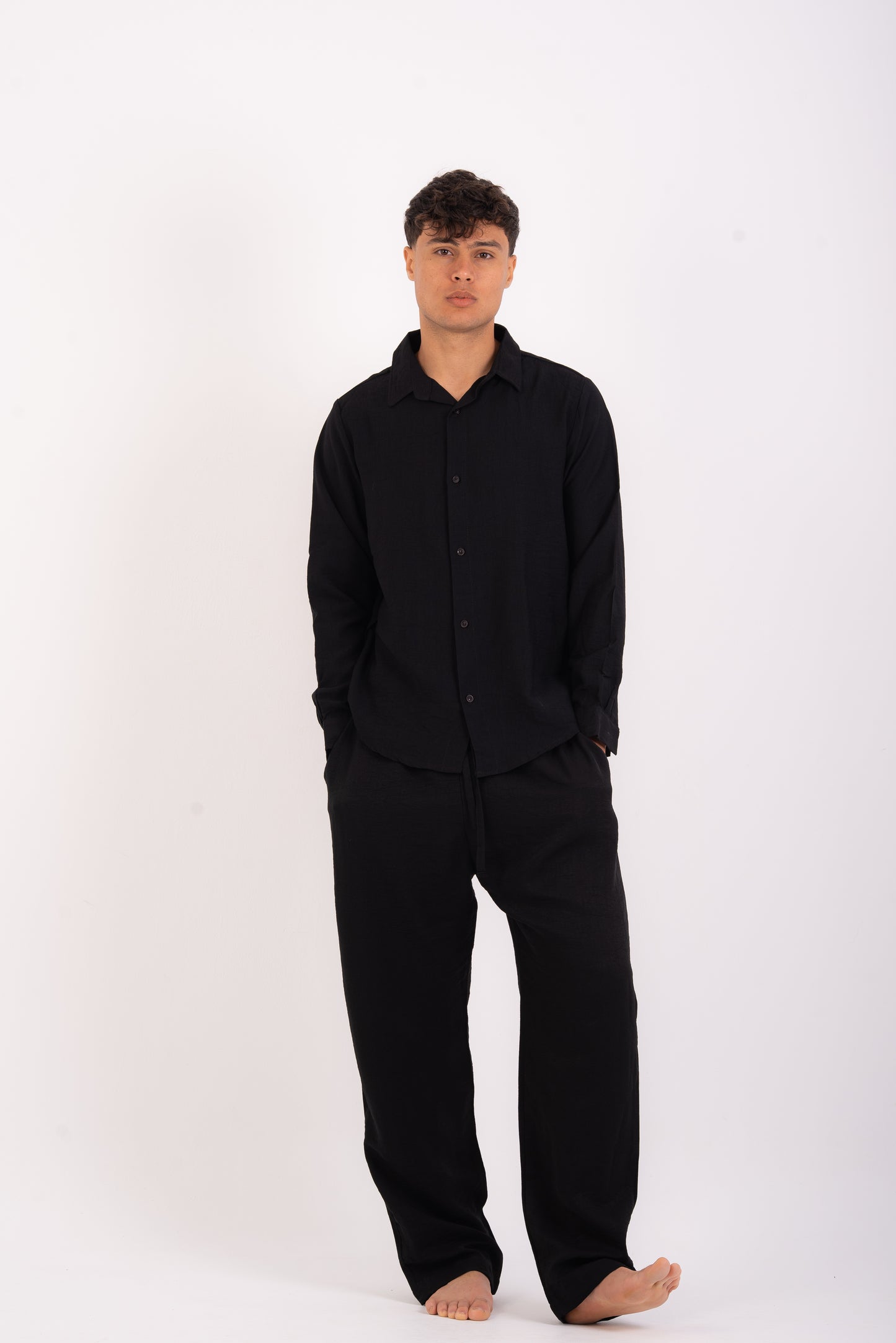 Black linen shirt