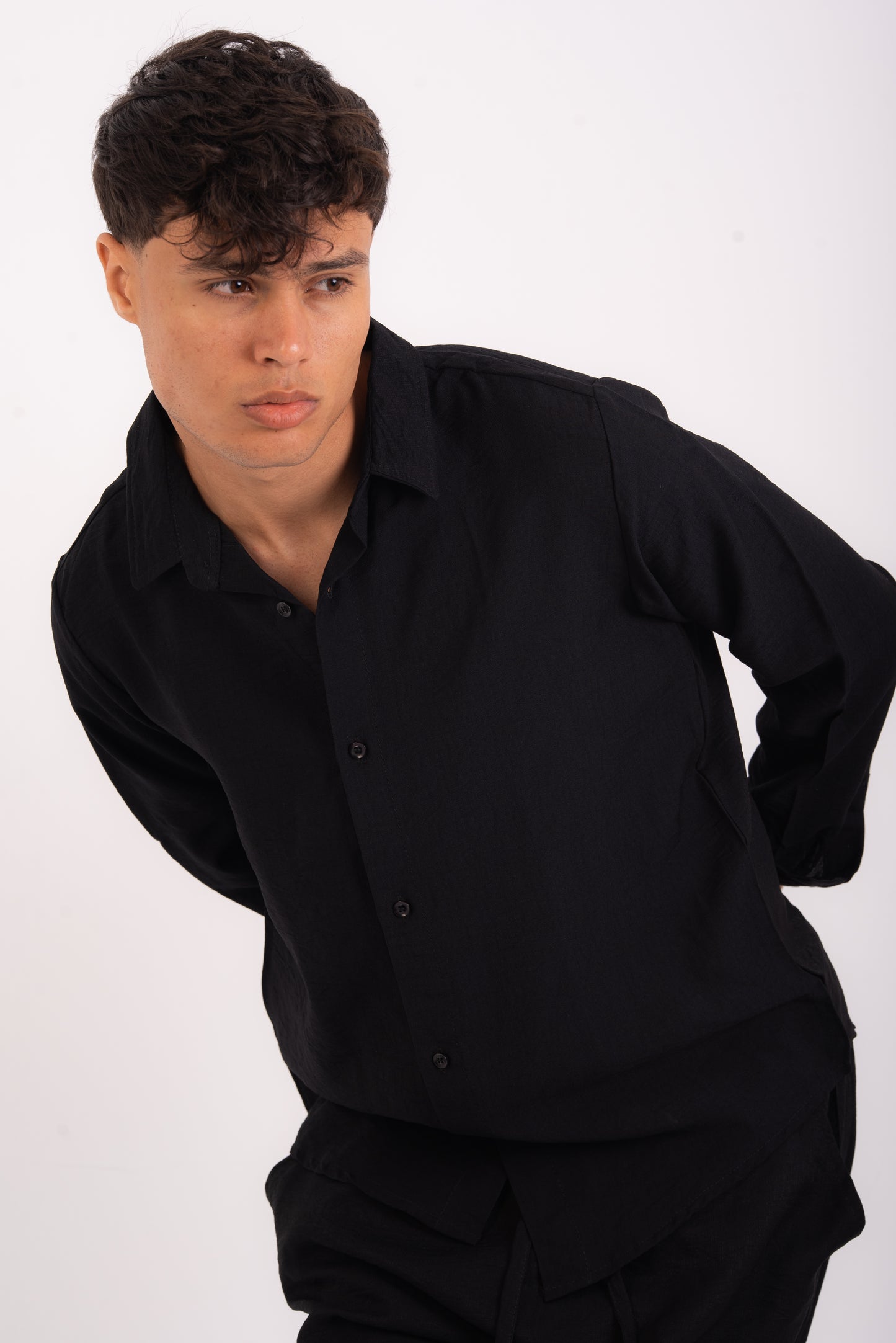 Black linen shirt