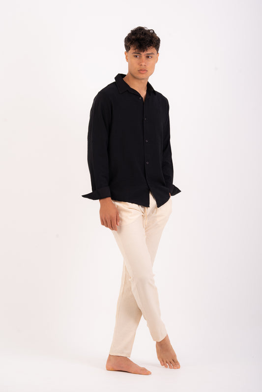 Black linen shirt