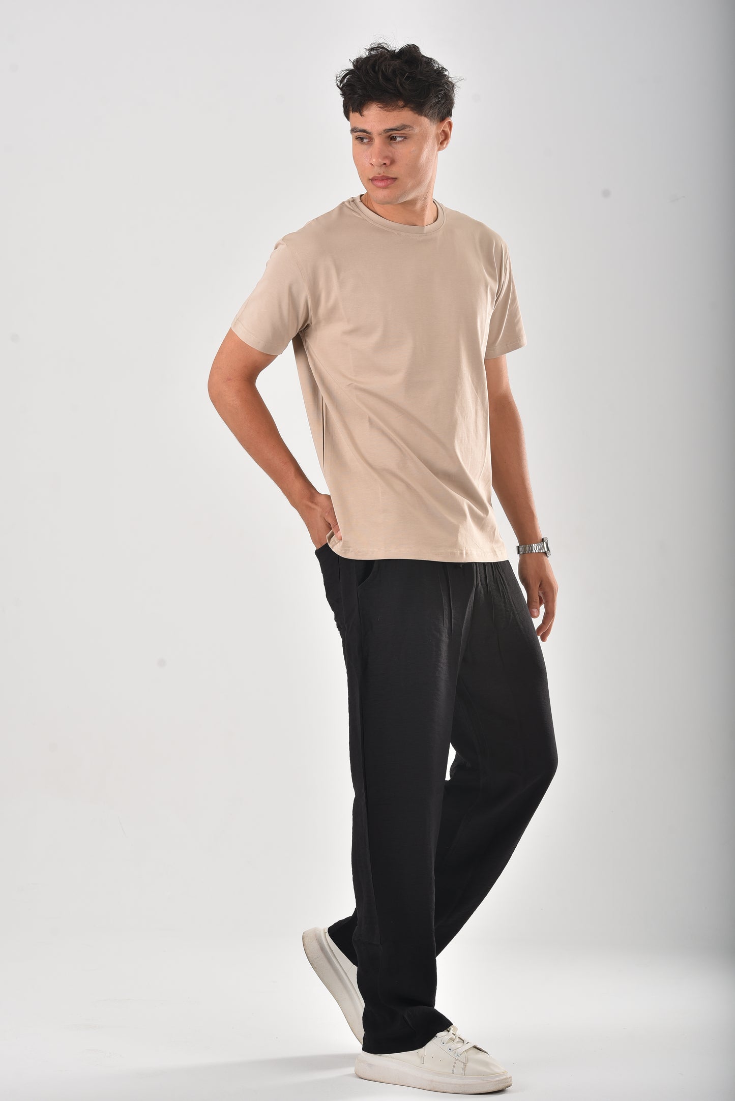 Beige cotton basic Tee