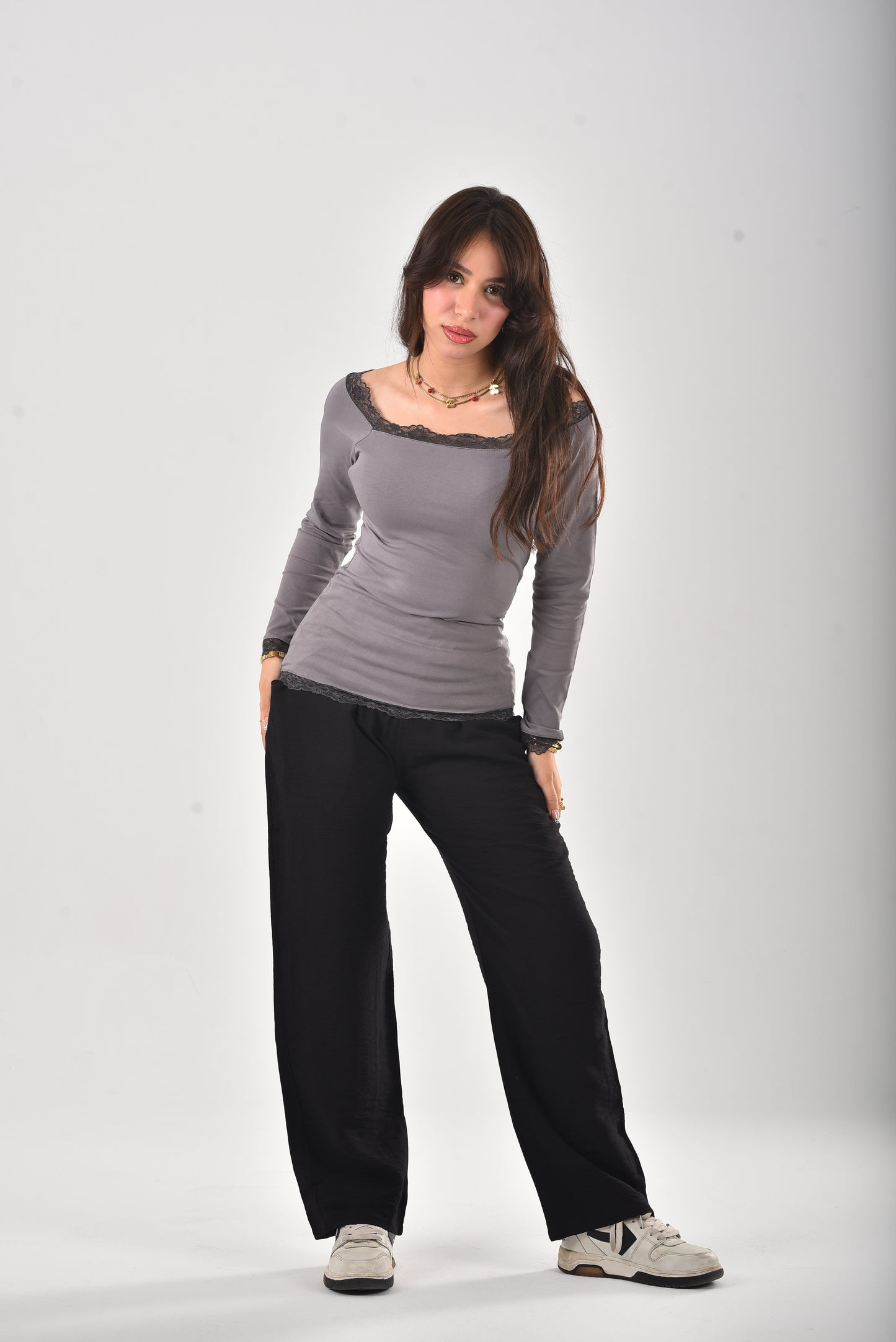 GREY Stella Lace-Trim Long Sleeve