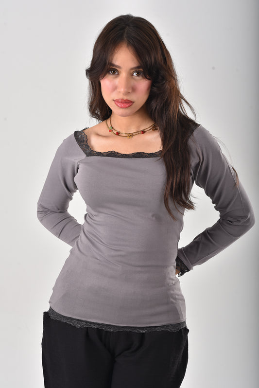 GREY Stella Lace-Trim Long Sleeve