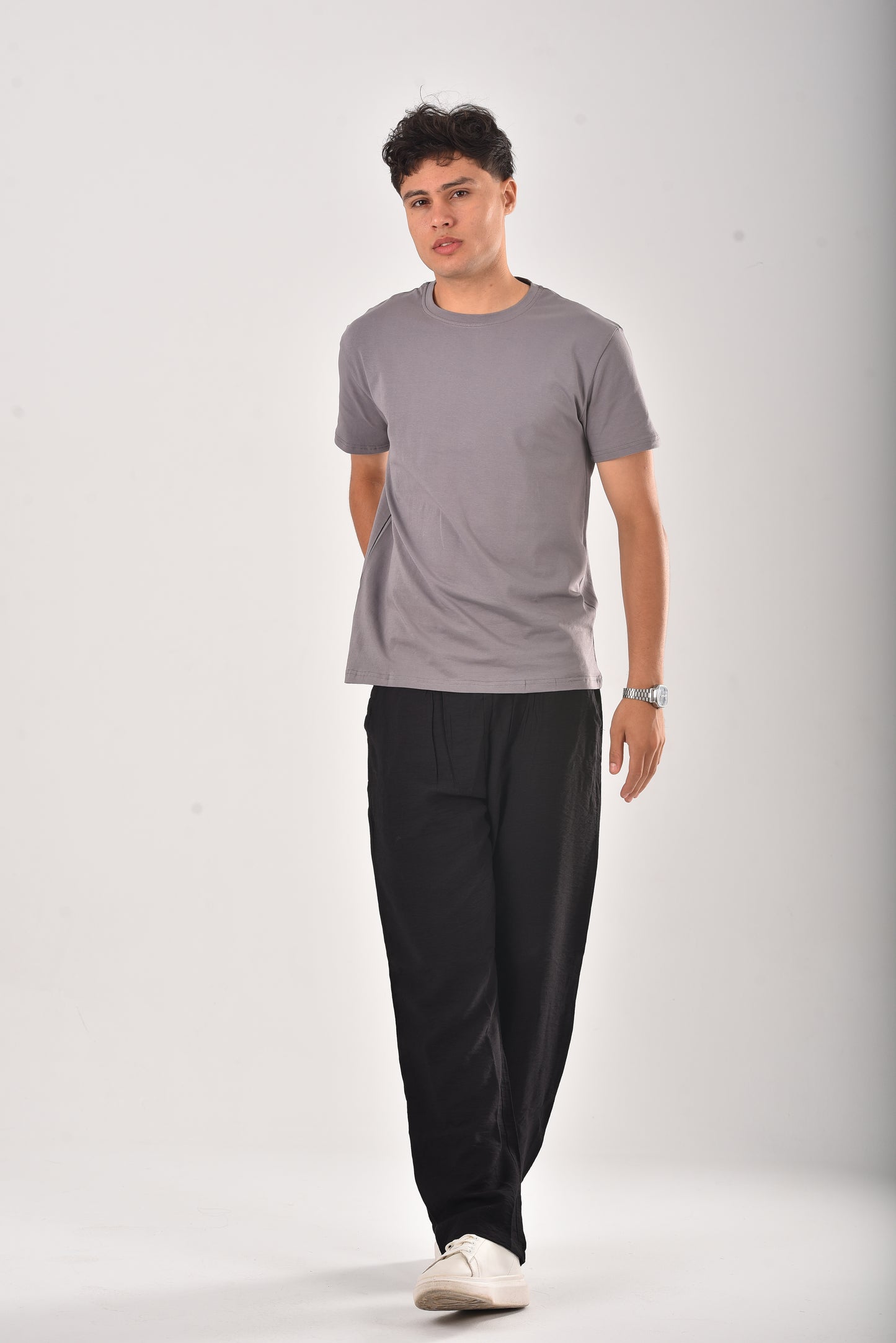 Grey cotton basic Tee