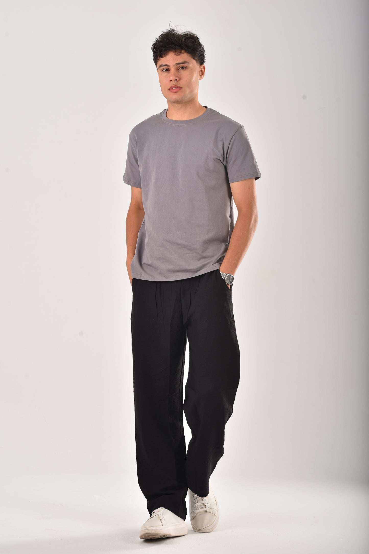 Grey cotton basic Tee
