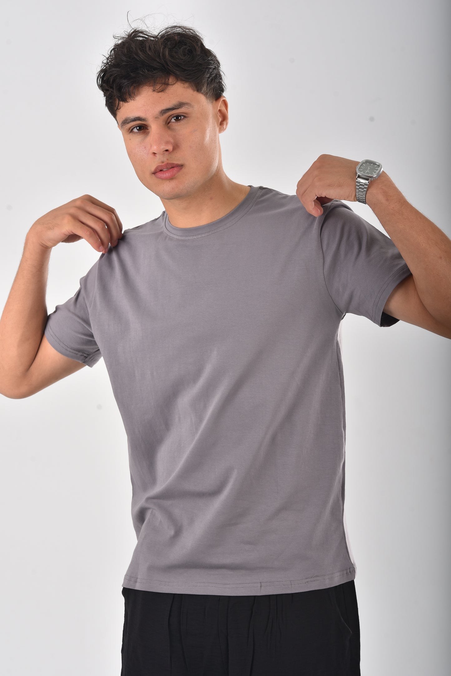 Grey cotton basic Tee