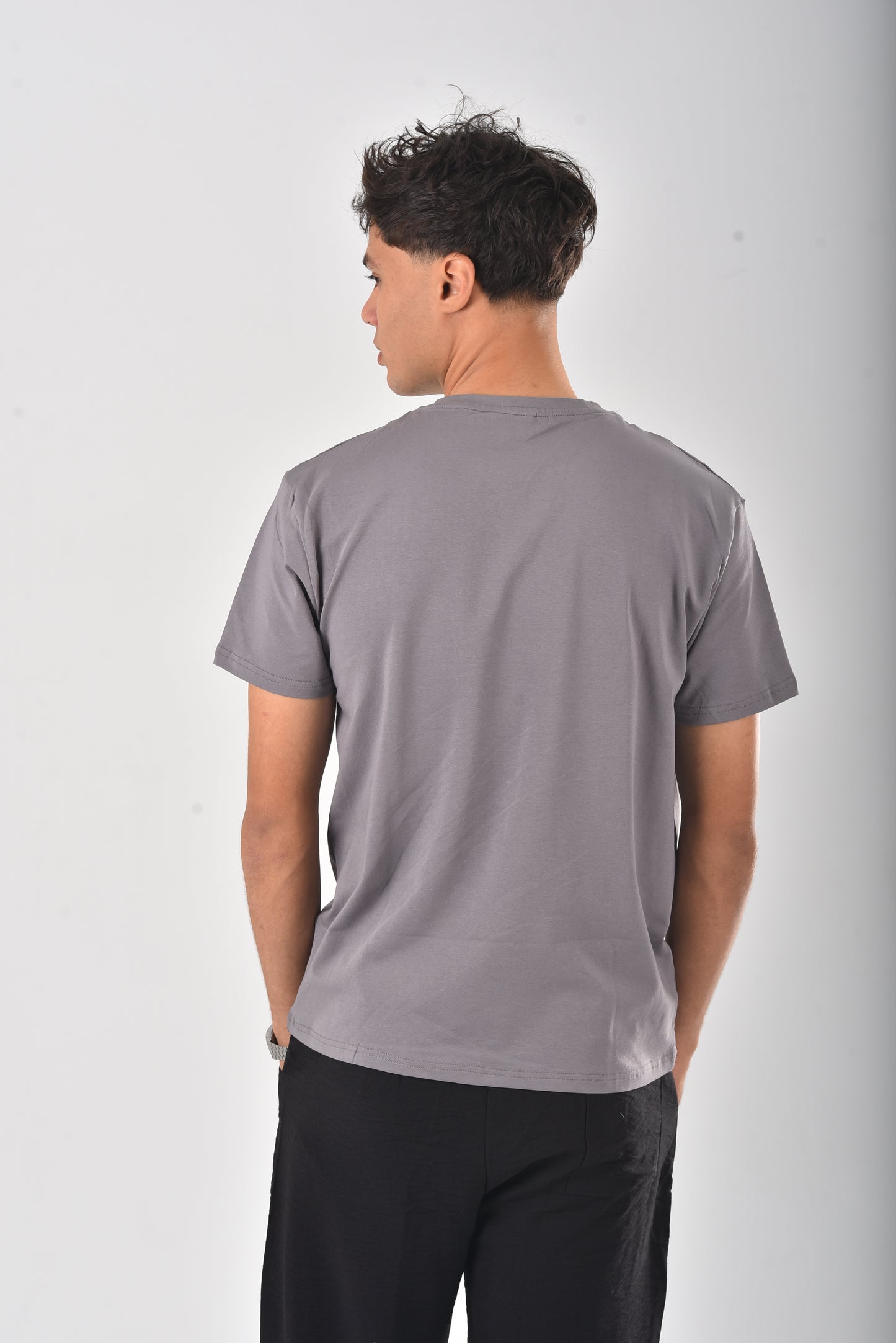 Grey cotton basic Tee