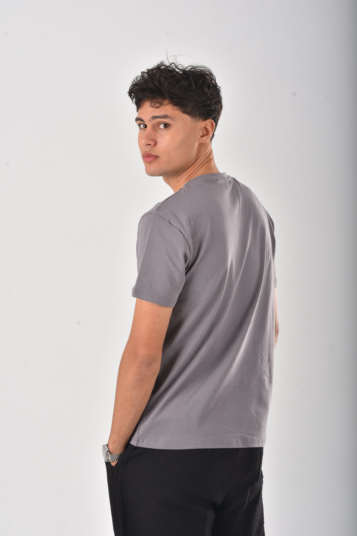 Grey cotton basic Tee