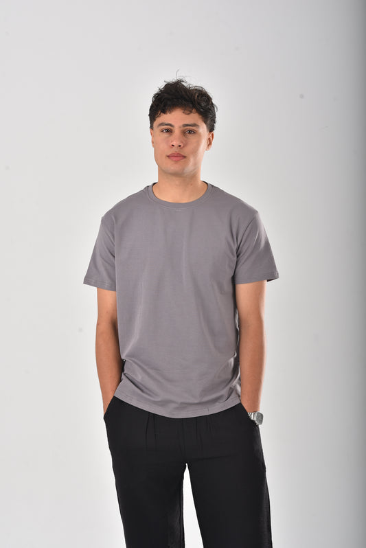 Grey cotton basic Tee
