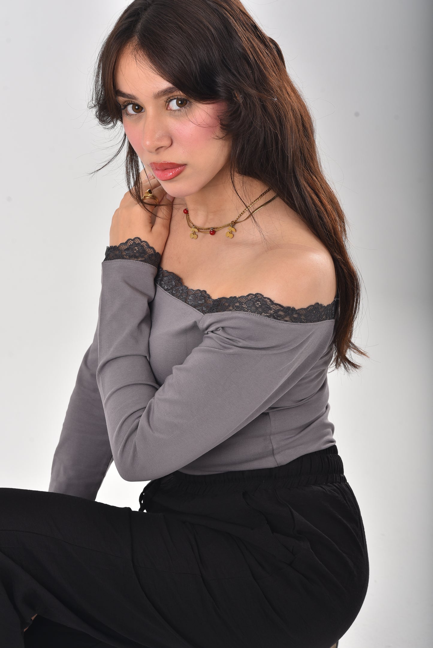 GREY Stella Lace-Trim Long Sleeve