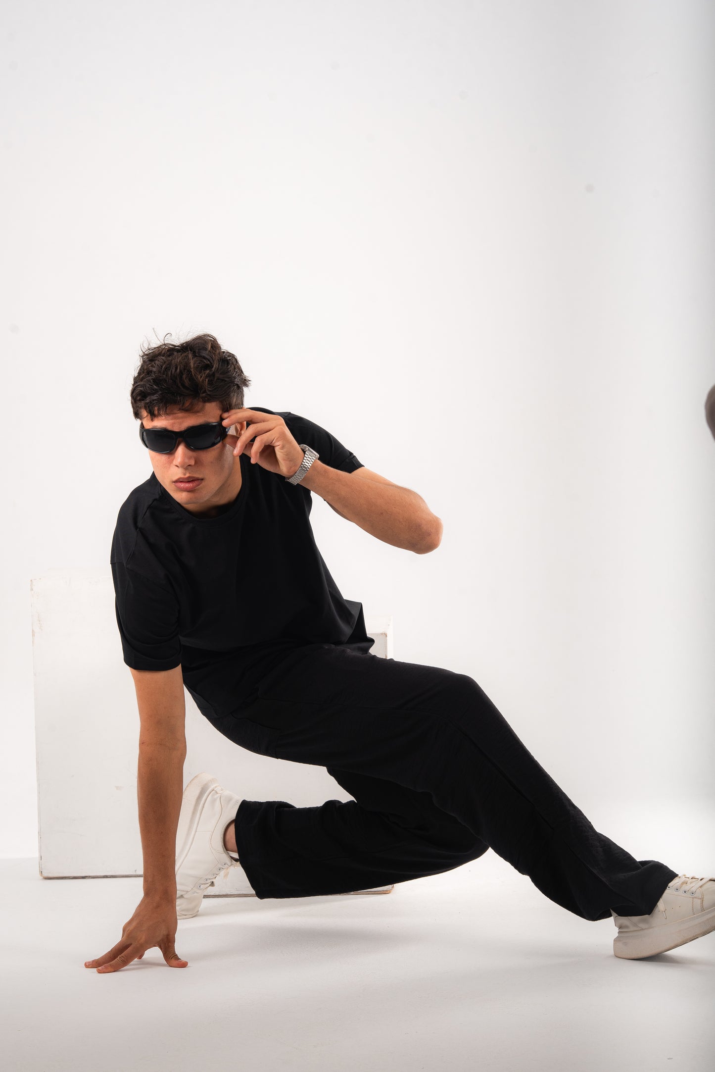 Black cotton basic Tee