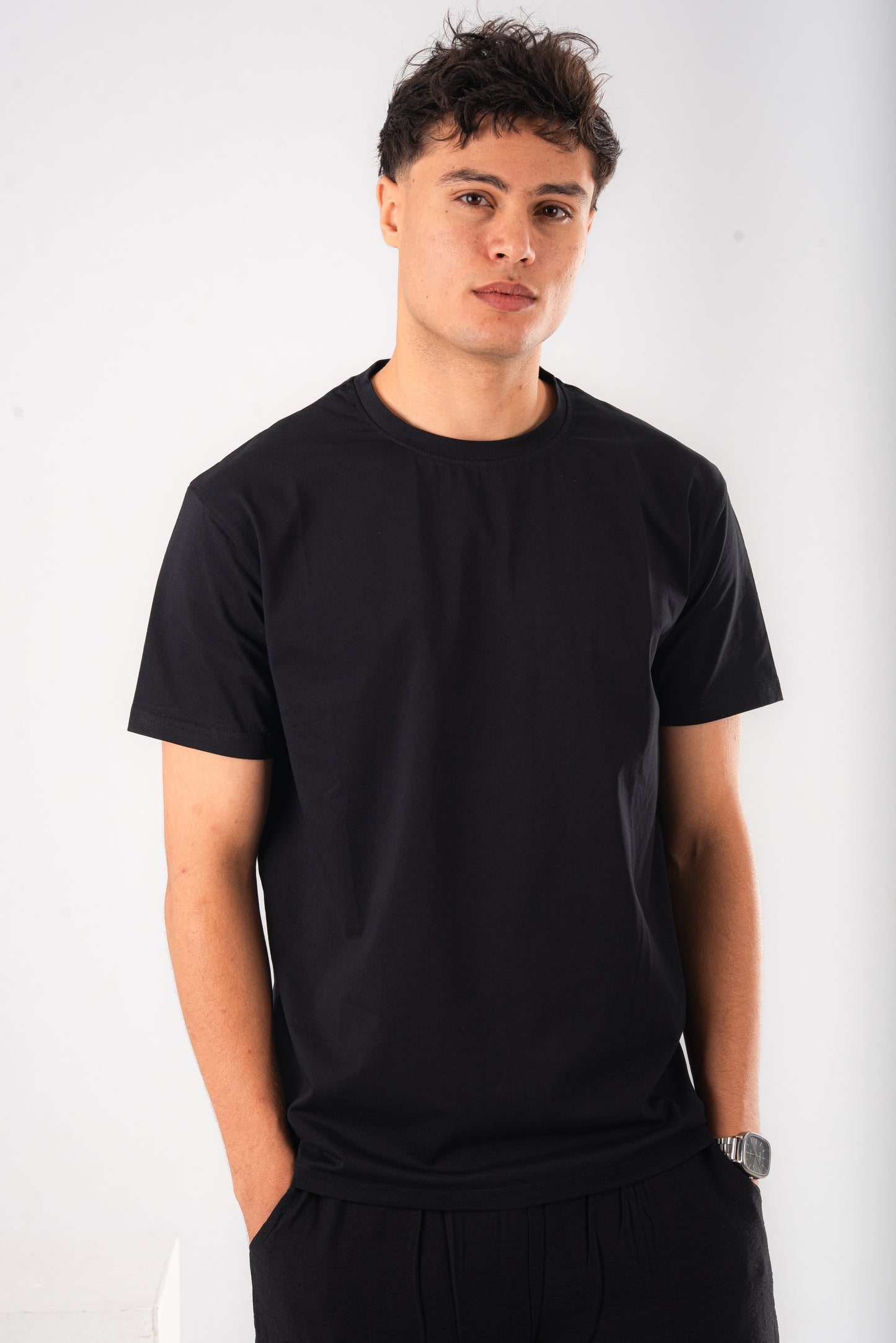 Black cotton basic Tee