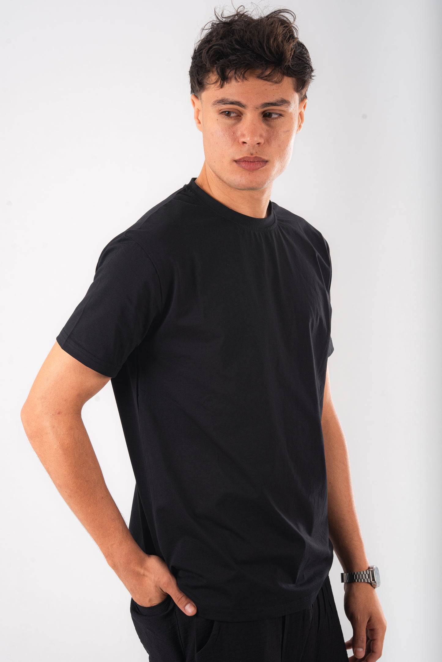 Black cotton basic Tee