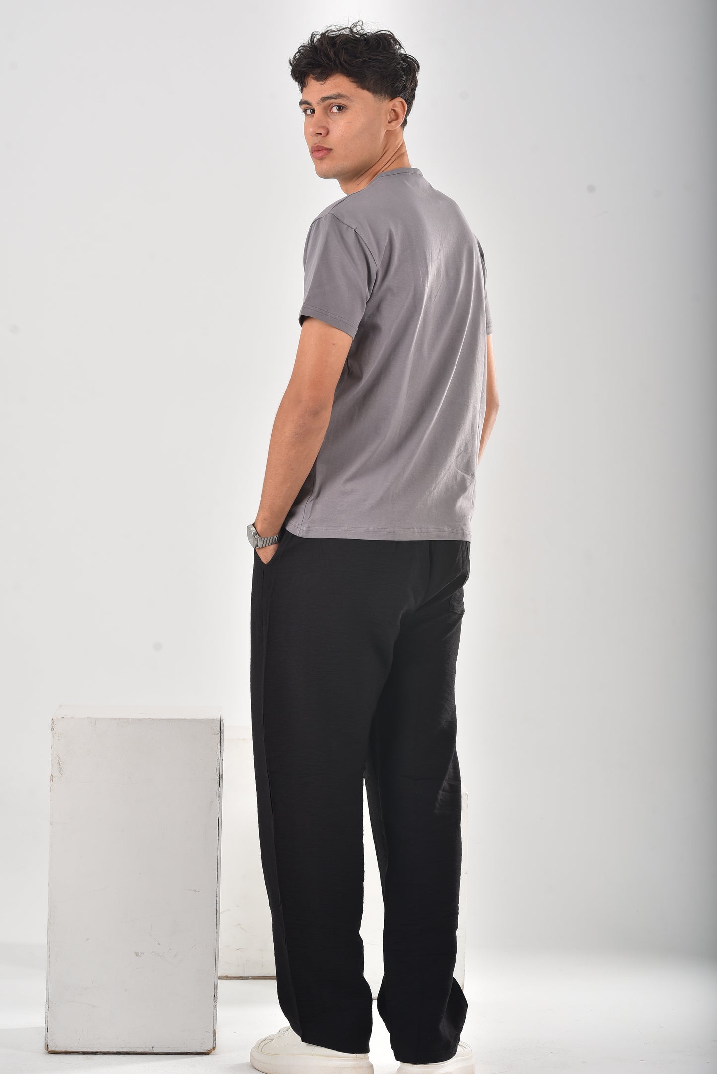Grey cotton Henley tee