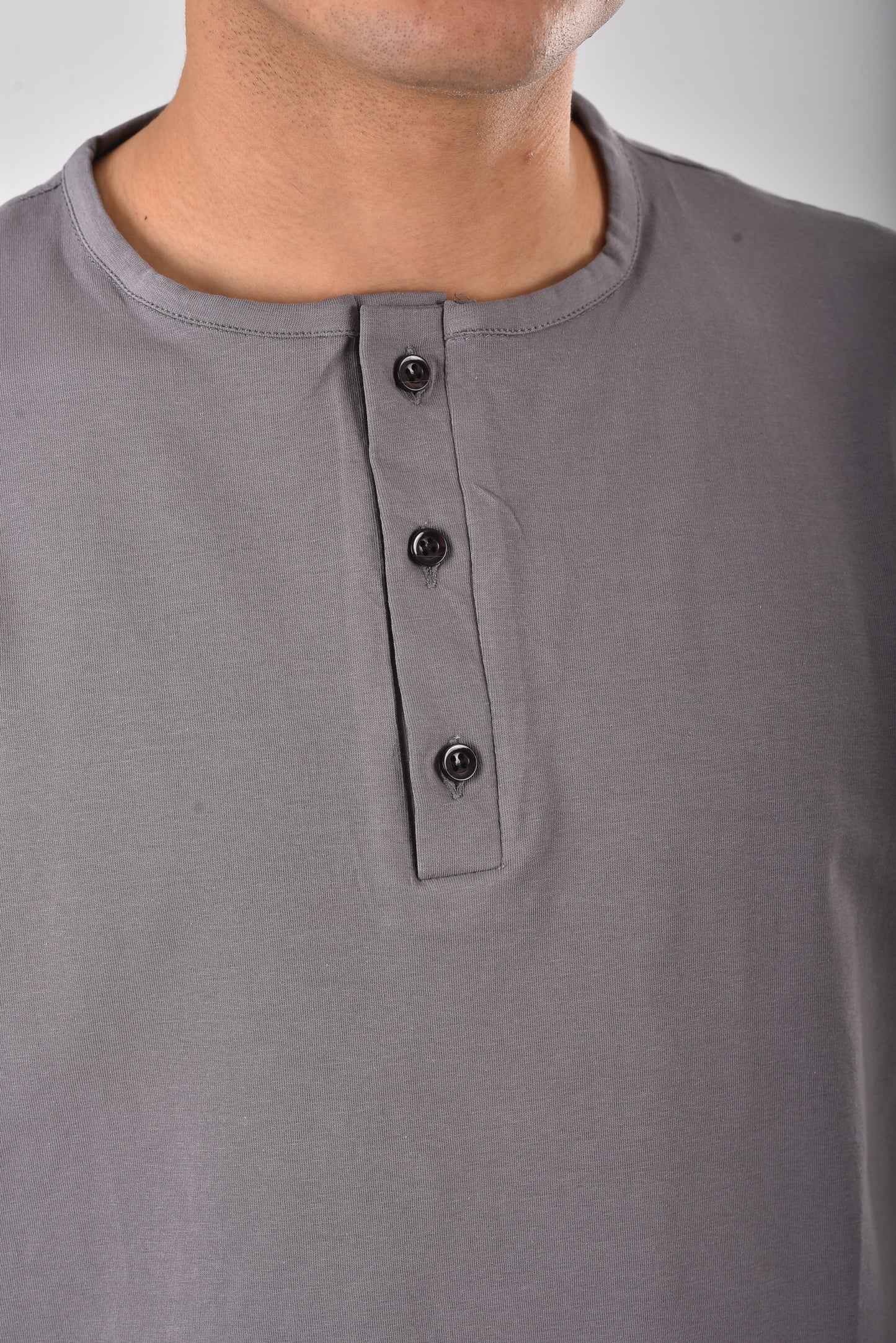 Grey cotton Henley tee