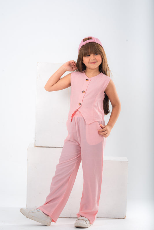 Pink Girls Vest Set
