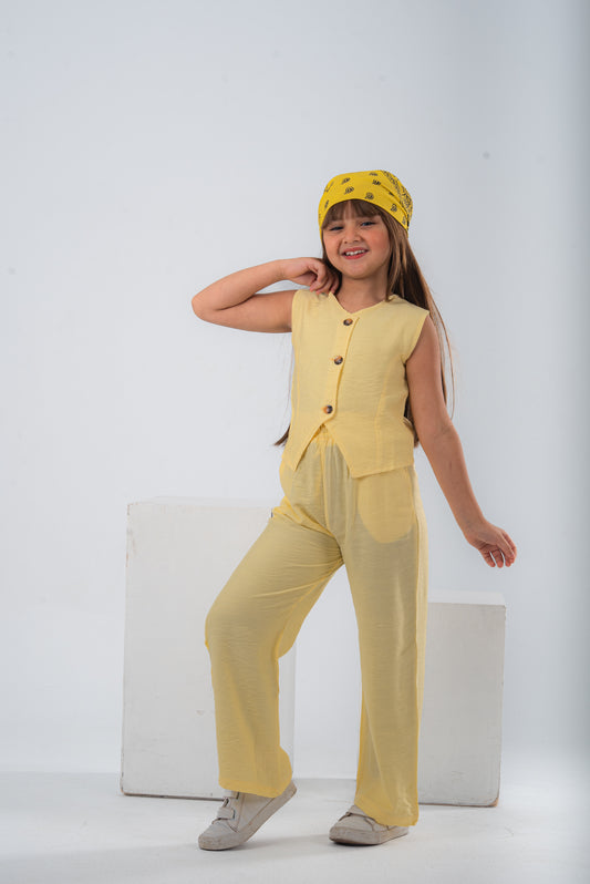 Yellow Girls Vest Set