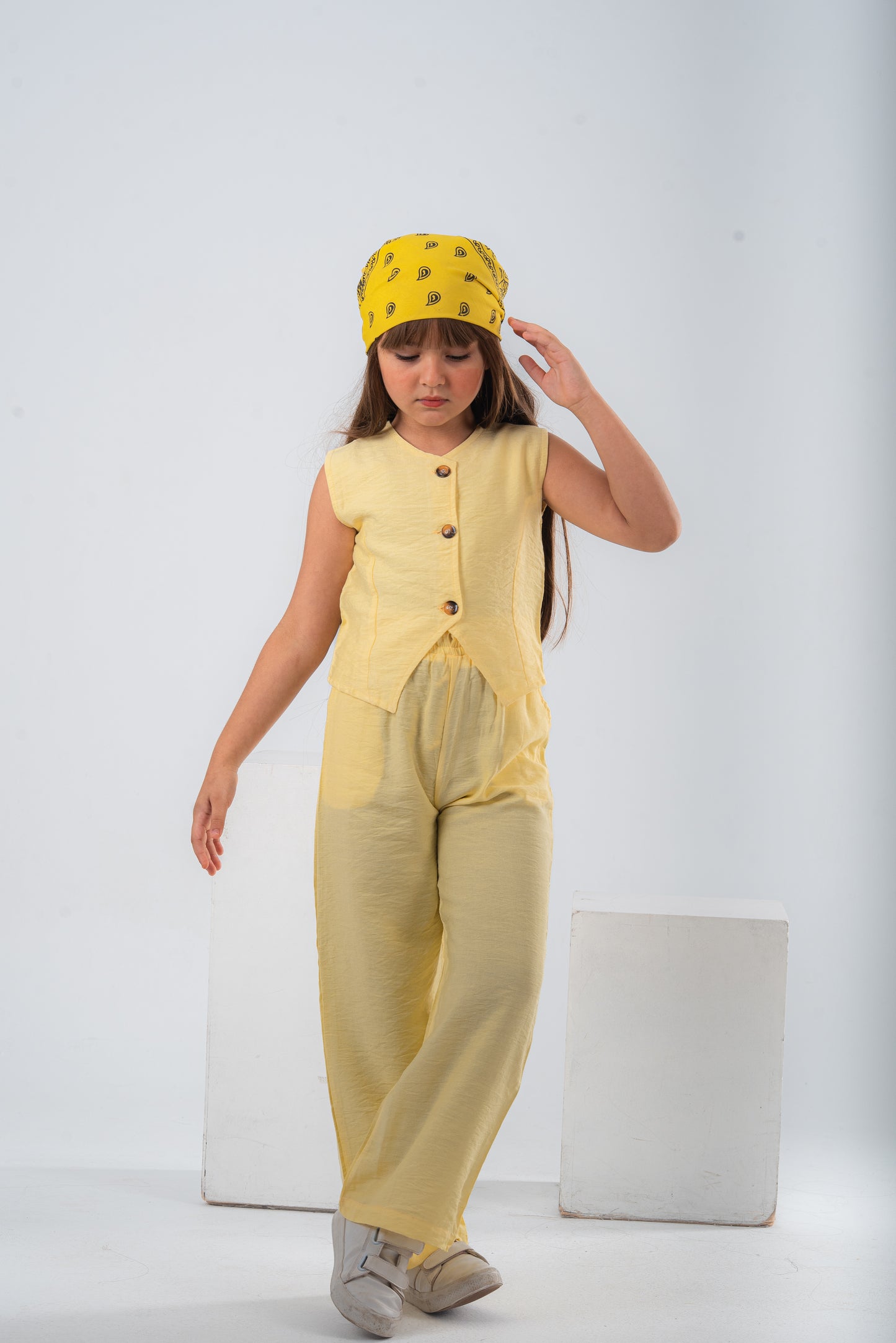 Yellow Girls Vest Set