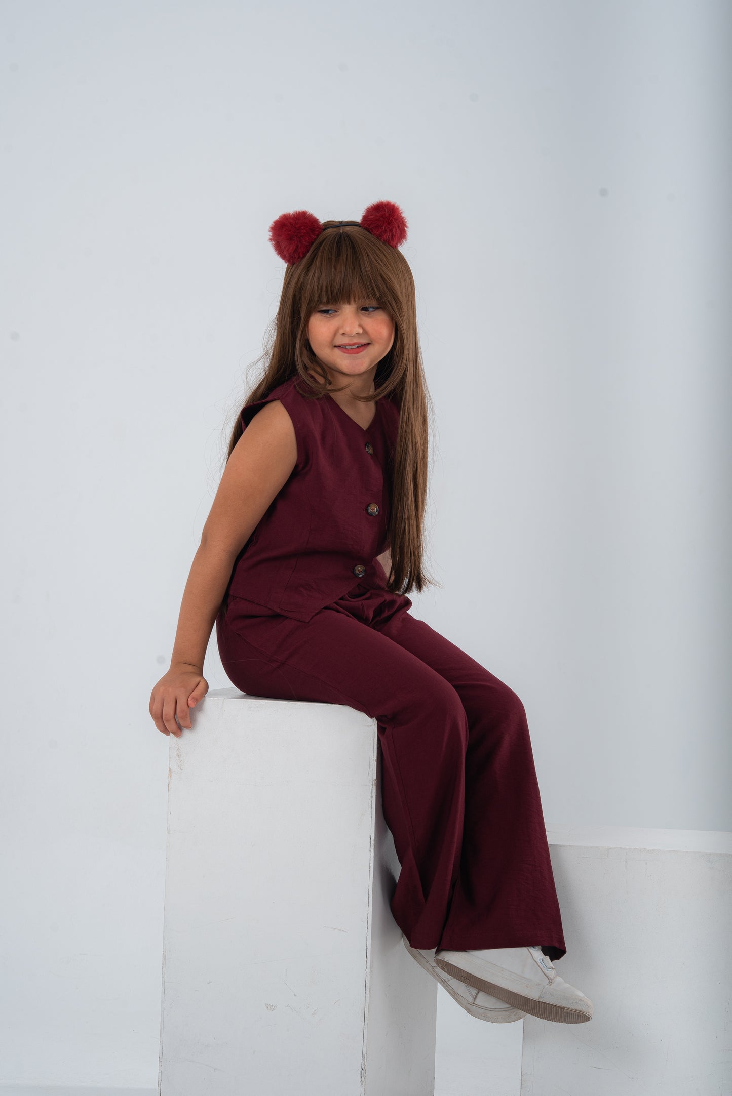 Burgundy Girls Vest Set