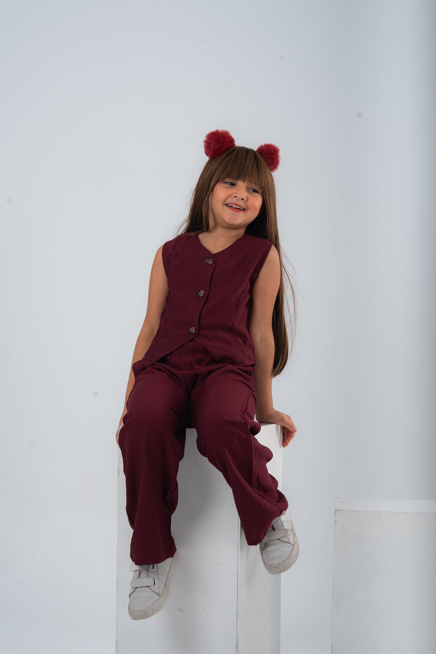 Burgundy Girls Vest Set