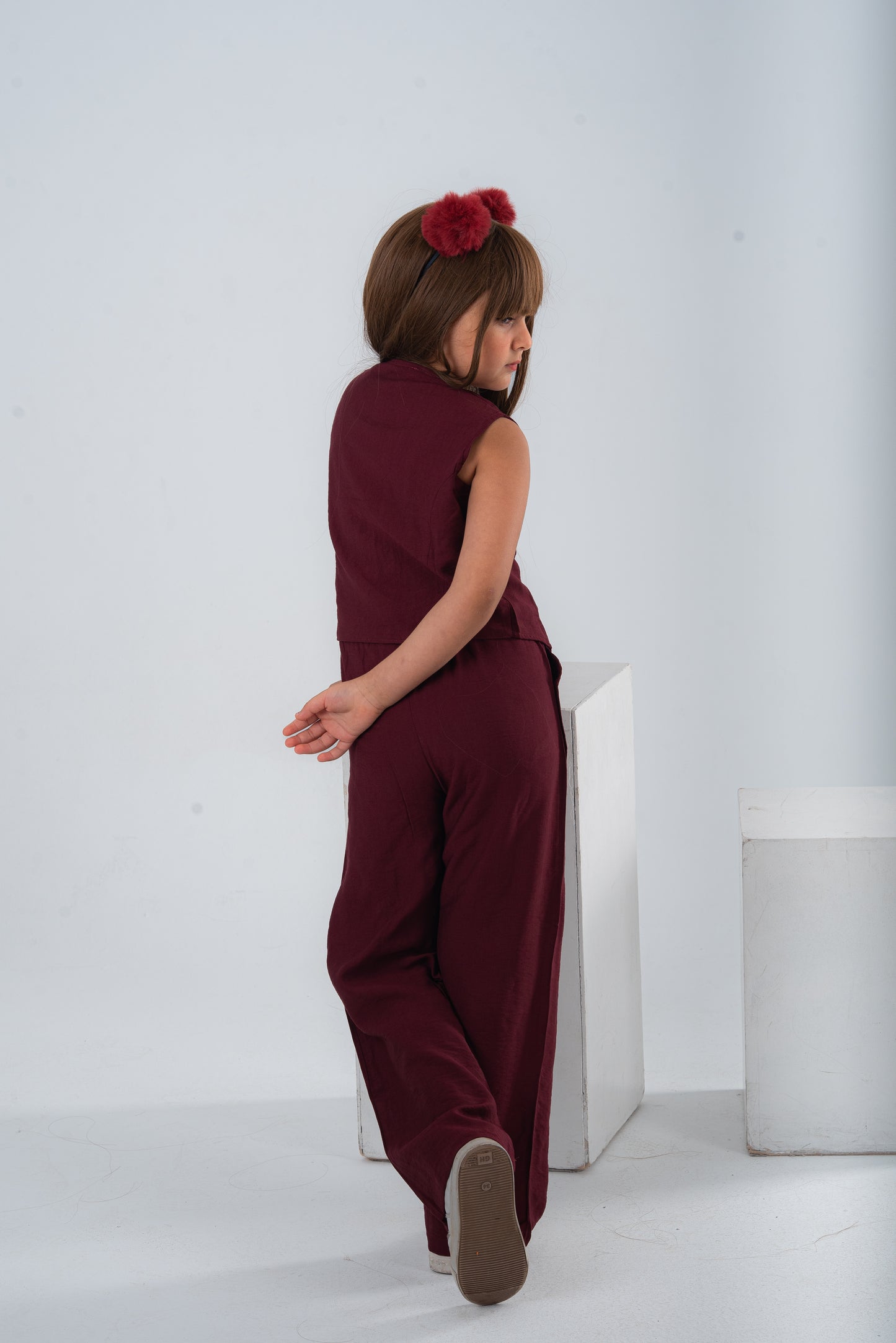 Burgundy Girls Vest Set