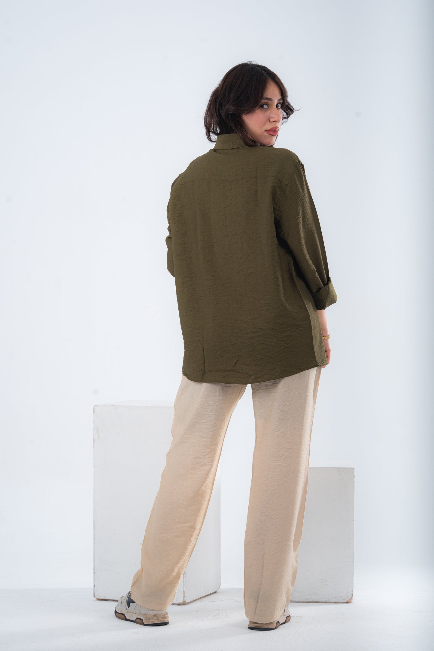 Over size Beige linen Pants