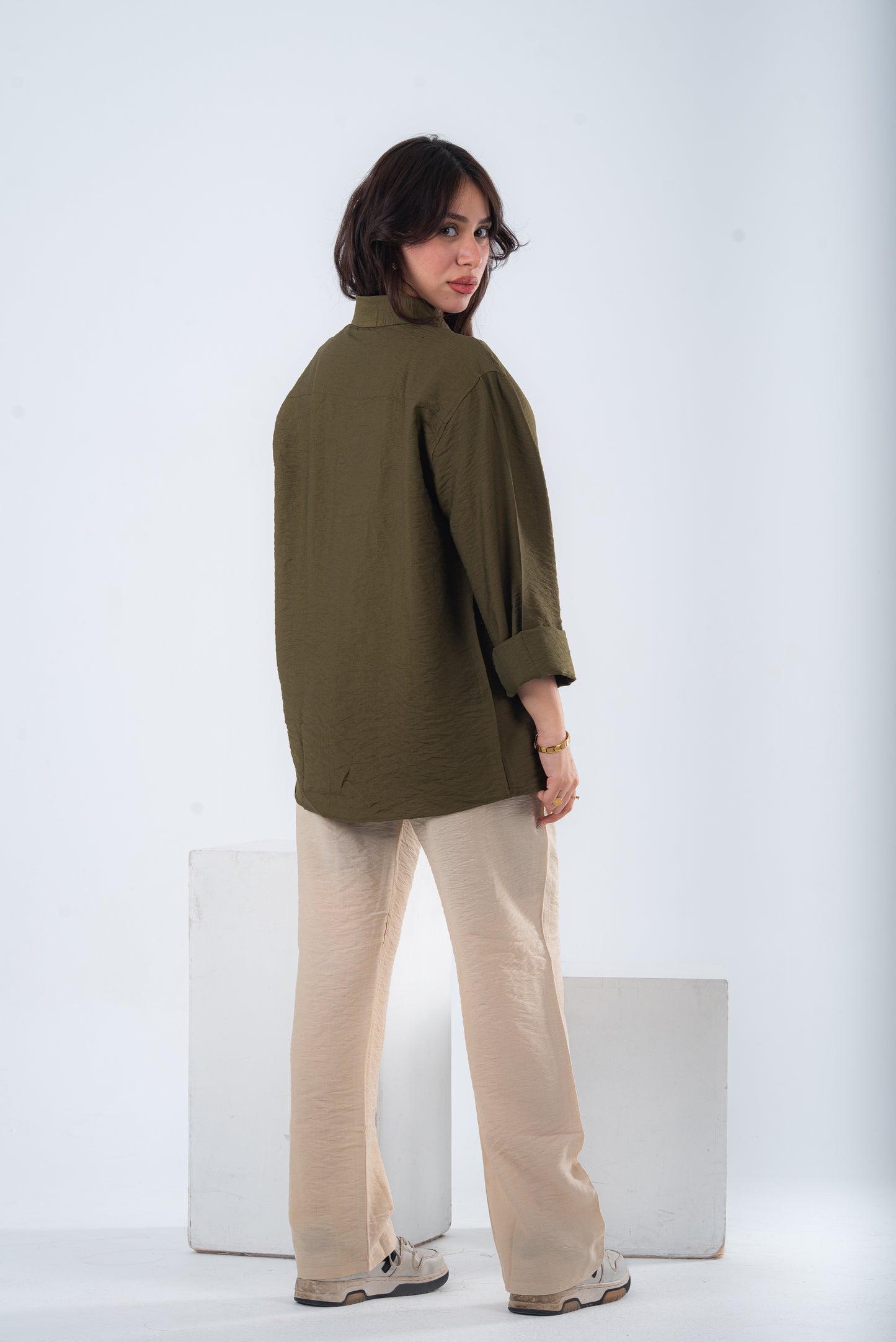 Over size Beige linen Pants